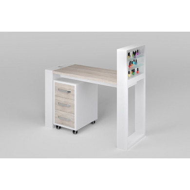 Маникюрный стол "Matrix" с подставкой для лаков и тумбой